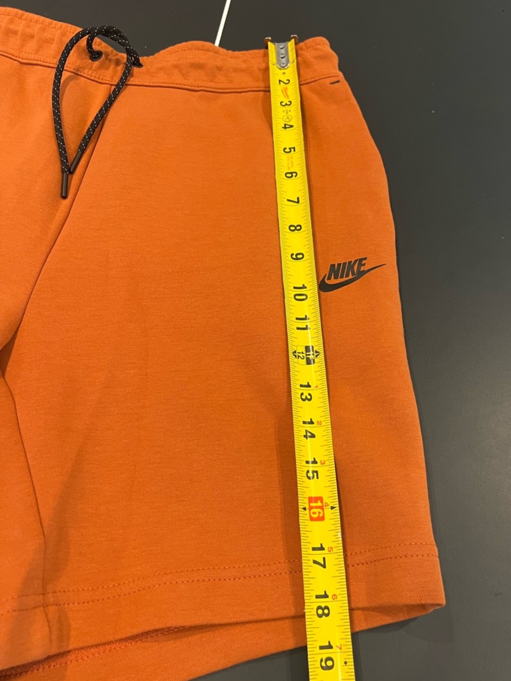 Nike Tech Fleece Orange Burnt Sunrise Drawstring Shorts Mens Sz Medium - Picture 14 of 15